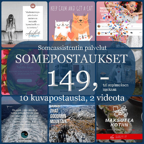 Avaimet käteen -kotisivut ylläpidolla 345,-/ensimmäinen vuosi, seuraavat 149,-/vuosi